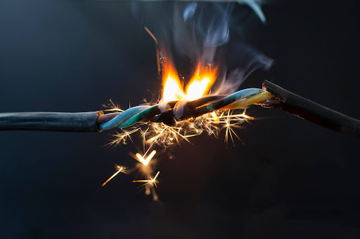 Two wires wrapped together ignite fire