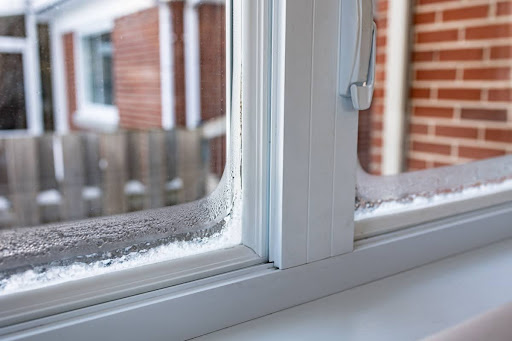 Frost gathered on home window